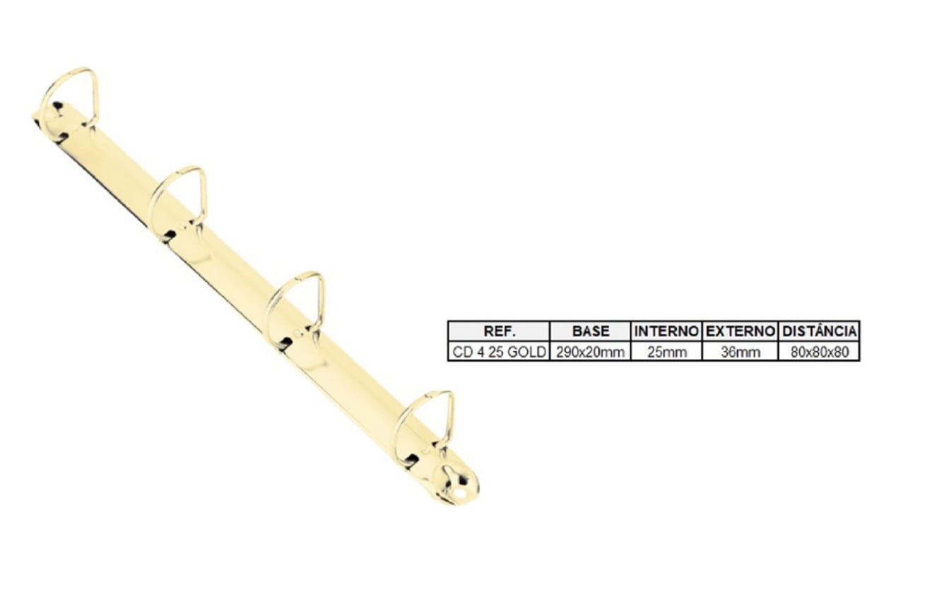 Ferragem com 4 argolas em D Gold