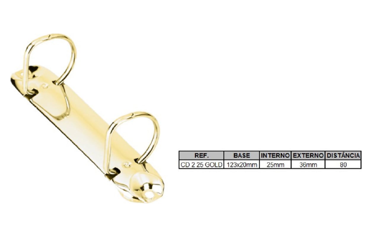 Ferragem com duas argolas em D Gold
