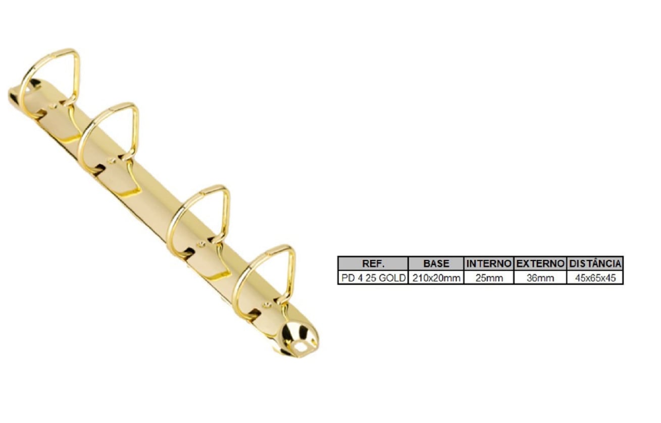 Ferragem com quatro argolas em D Gold